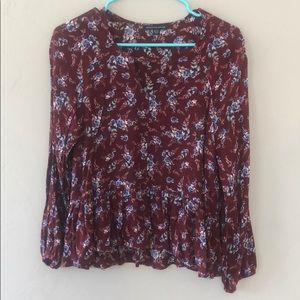 Burgundy Floral Blouse